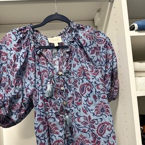 CLEOBELLA blue Puff Sleeve Blouse